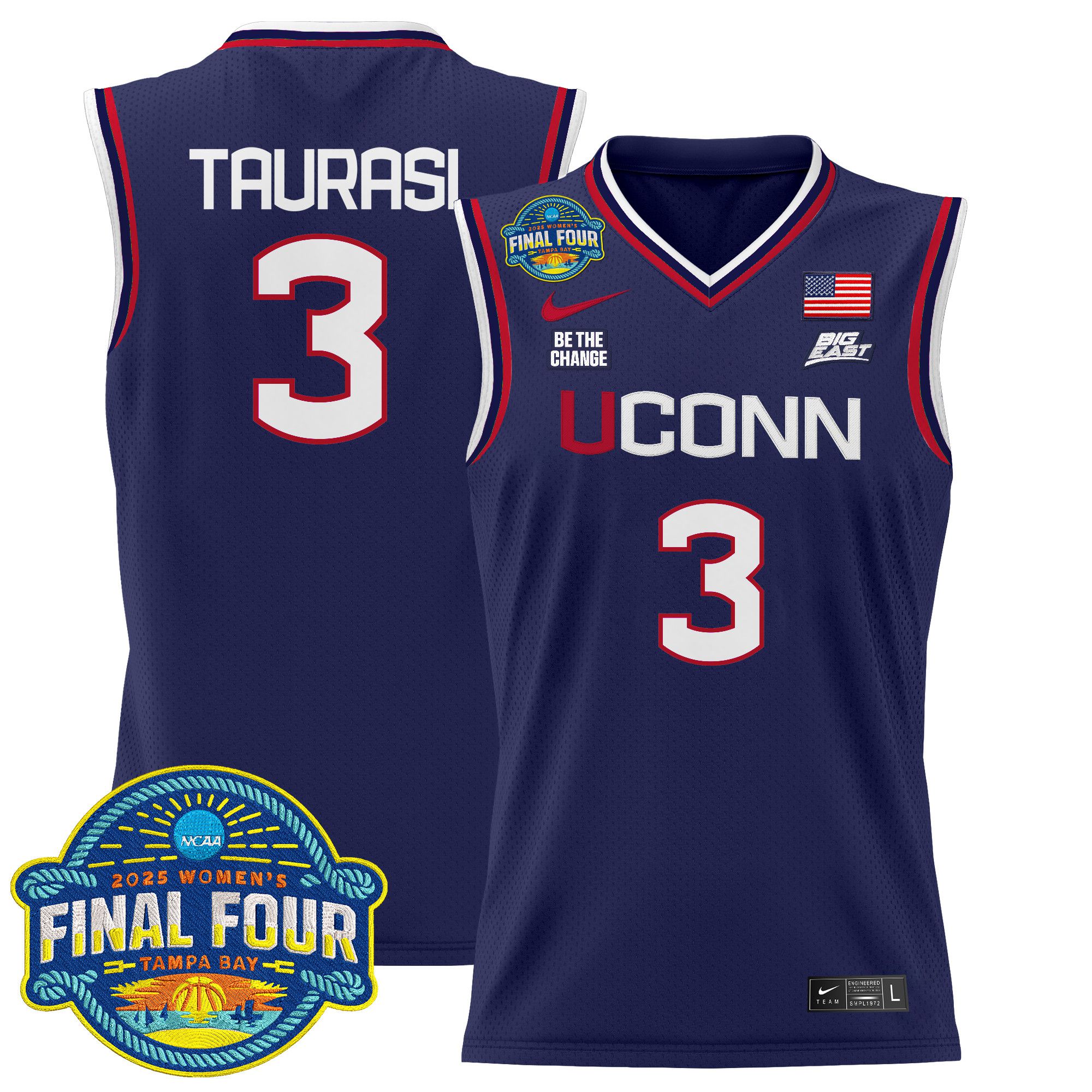 Men UConn Huskies #3 Taurasi Purple Nike 2025 Big Eat Final Four Patch Lightweight Basketball NCAA Jersey